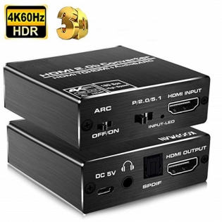 4K HDMI to HDMI and Audio Extractor, Koopman HDMI to HDMI + Optical Toslink (5.1 SPDIF) + 3.5mm AUX Stereo Audio Converter, HDMI Audio Adapter, Supports HDMI 2.0b/4K@60Hz/HDCP 2. 2/3D/Dolby 5.1