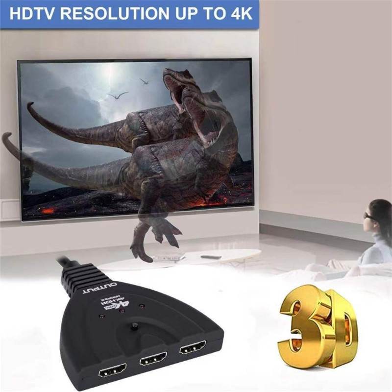Mini 3 Port HDMI Splitter Adapter Cable 1.4b 4K*2K 1080P Switcher HDMI Switch 3 in 1 out Port Hub for HDTV Xbox PS3  DVD HDTV