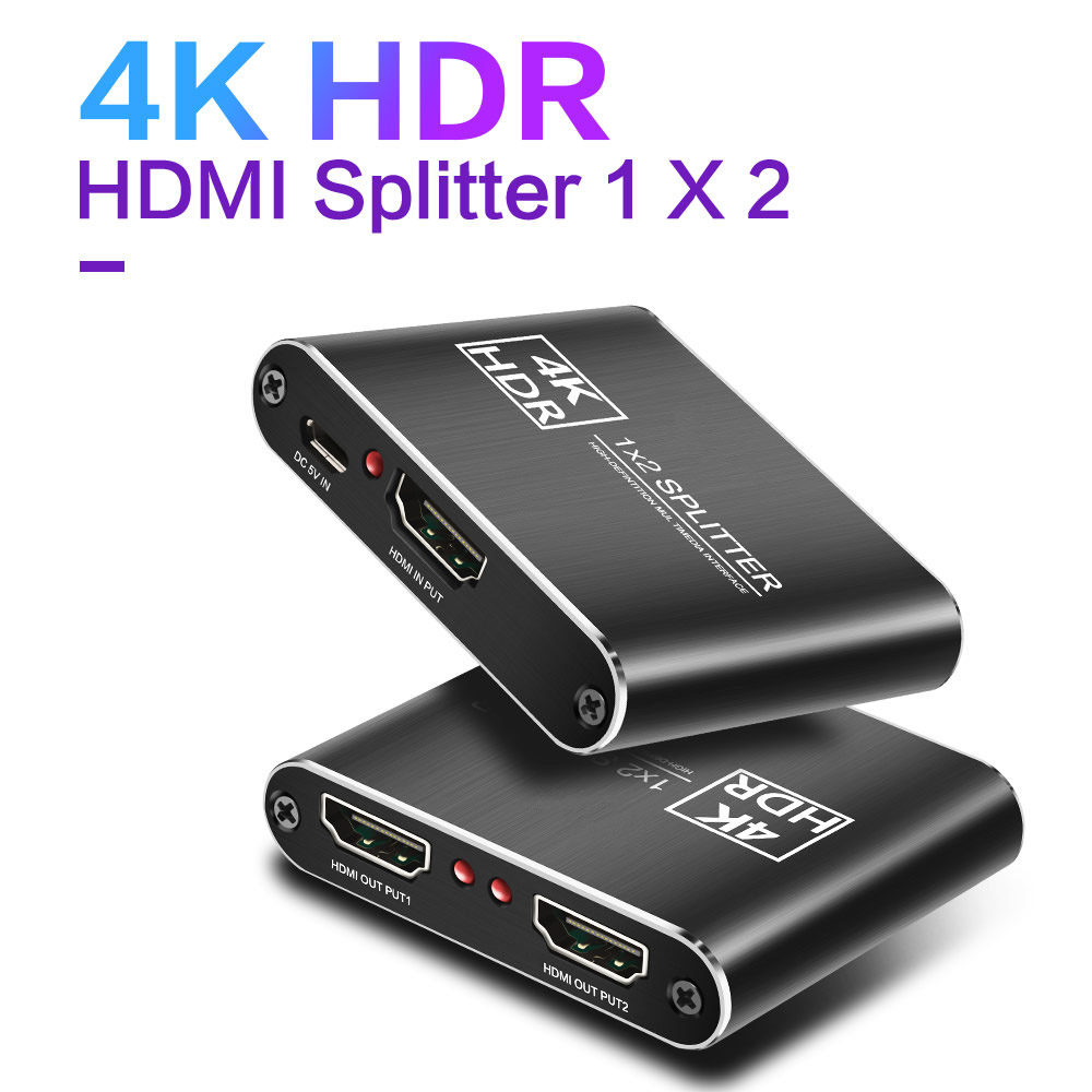 HDMI Splitter 1X2 HDR 4K Full HD Video HDMI to HDMI Switch Adapter 1 in 2 Out Amplifier For TV DVD PS3 Xbox