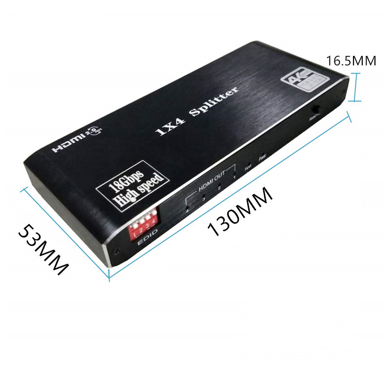 1x4 HDMI 2.0 Splitter 4K 4 Way HDMI Divisor Splitter 1 in 4 out HDMI2.0, HDCP2.2 4Kx2K@60Hz with EDID Switches