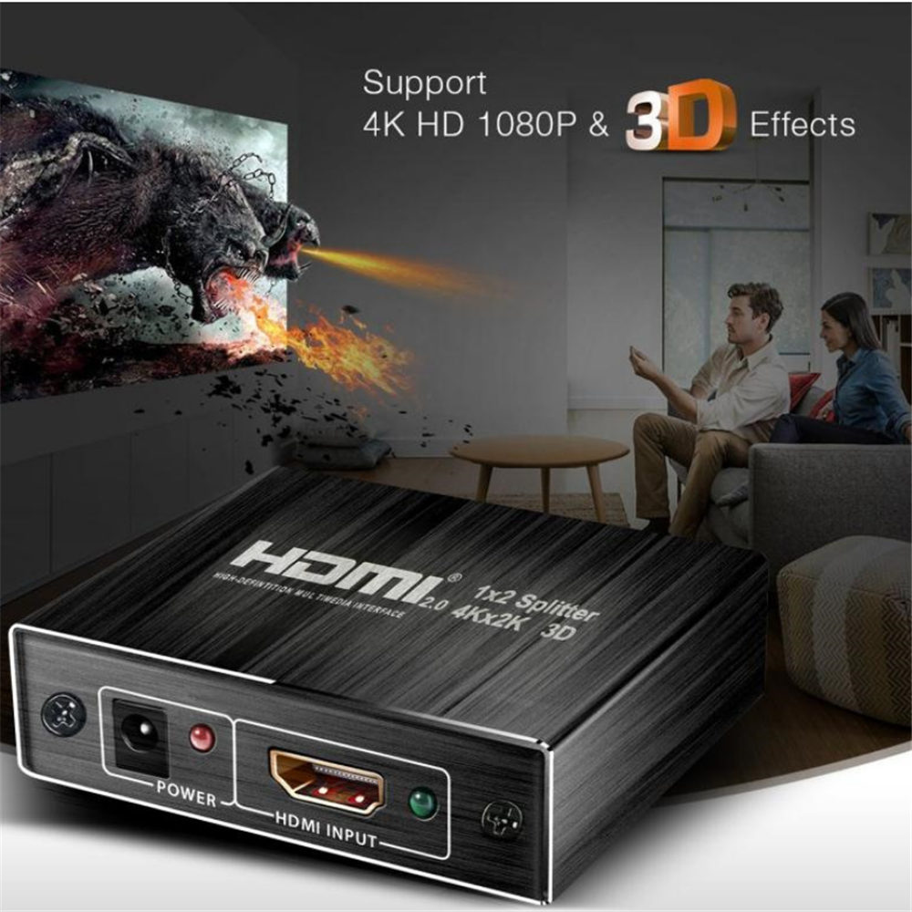 4K 60Hz HDMI 2.0 Splitter 1 in 2 out 1x2 Splitter HDMI2.0 4K Support HDCP 1.4 UHD HDMI Splitter 2.0 Switch Box For PS4 Projector