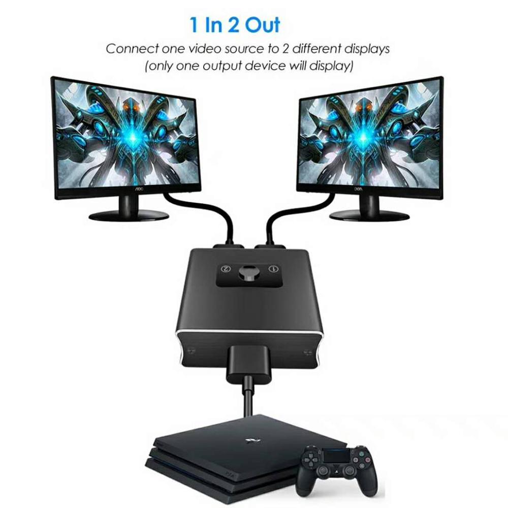 HDMI Splitter 4K@60Hz HDMI Switch Bi-Direction 1x2/2x1 Adapter HDMI Switcher 2 in 1 out for PS4/3 TV Box