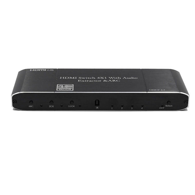 4K 60Hz HDMI 2.0 Switch 4 in 1 out ARC with SPDIF/Coaxial/3.5mm Audio HDCP2.2 Compatible with HDTV PS4 Xbox