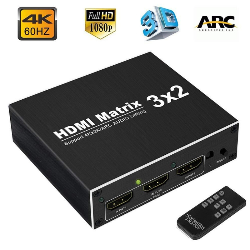 HDMI 3 Input 2 Output Matrix Distributor Supports 1080P Full HD 4K