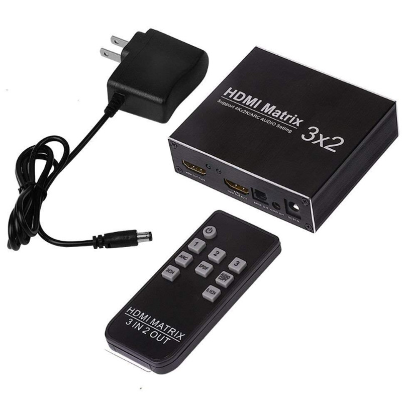 HDMI 3 Input 2 Output Matrix Distributor Supports 1080P Full HD 4K