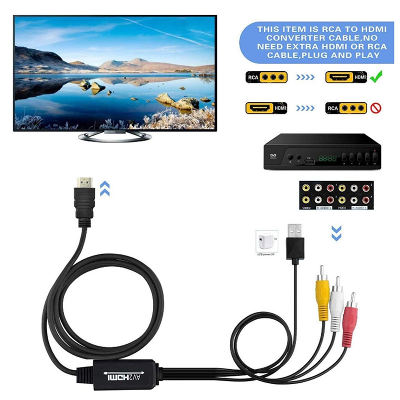 Red Yellow White Lotus to HDMI Converter AV to HDMI Conversion Cable Suitable For Computer To Projector