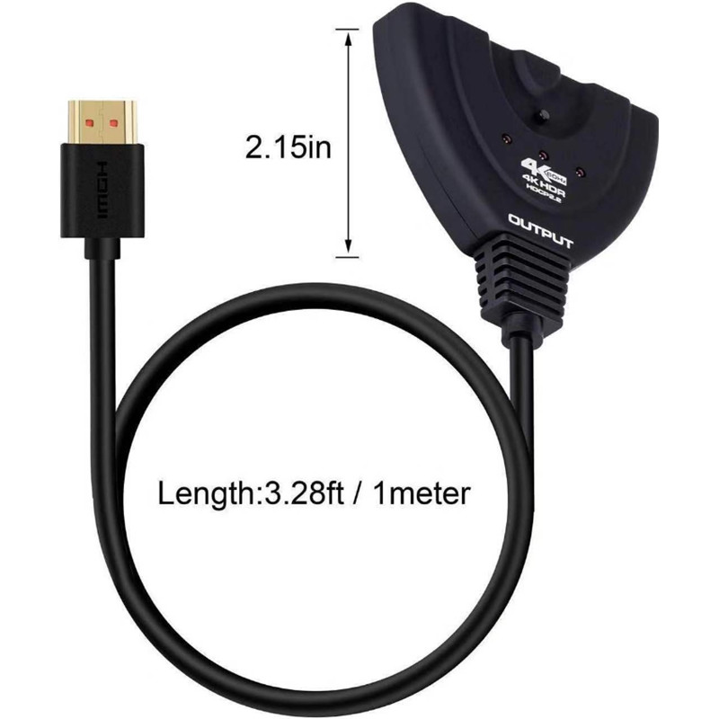 Mini 3 Port HDMI Splitter Adapter Cable 1.4b 4K*2K 1080P Switcher HDMI Switch 3 in 1 out Port Hub for HDTV Xbox PS3  DVD HDTV