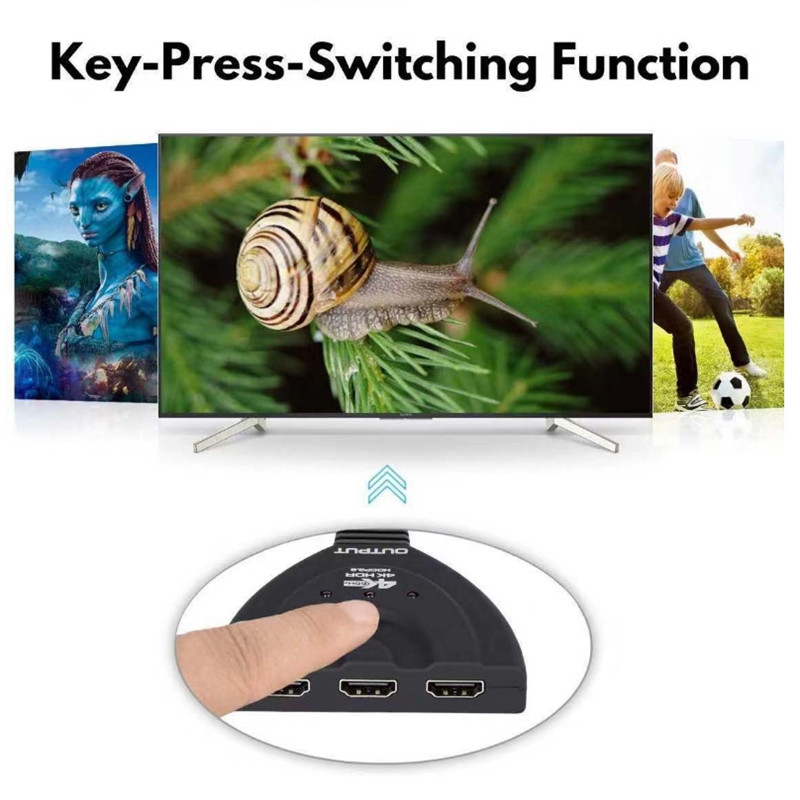Mini 3 Port HDMI Splitter Adapter Cable 1.4b 4K*2K 1080P Switcher HDMI Switch 3 in 1 out Port Hub for HDTV Xbox PS3  DVD HDTV
