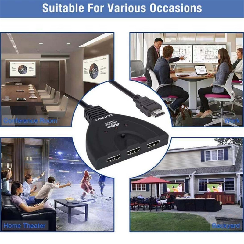 Mini 3 Port HDMI Splitter Adapter Cable 1.4b 4K*2K 1080P Switcher HDMI Switch 3 in 1 out Port Hub for HDTV Xbox PS3  DVD HDTV