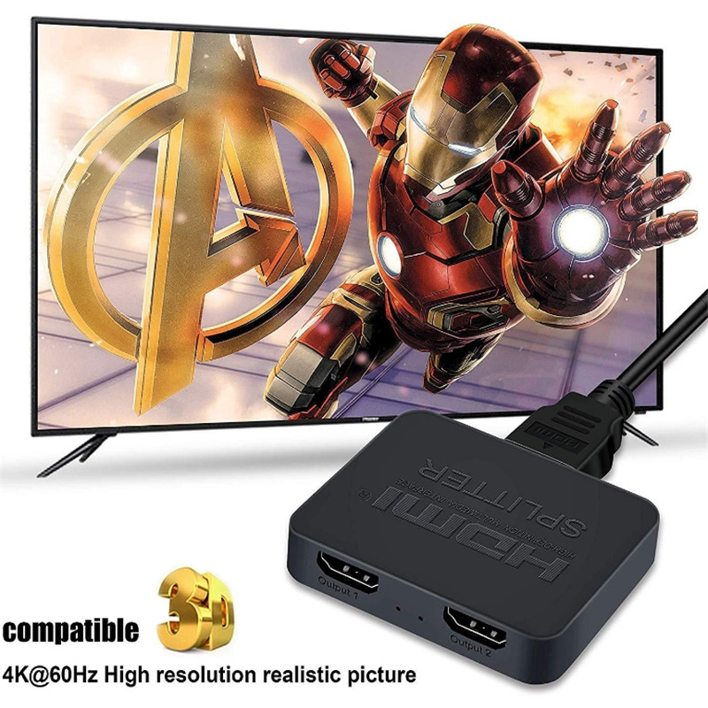 Mini HDMI 2.0 Splitter 1 in 2 out 4K60Hz Splitter 4K Ultra HD Resolution with Scaler