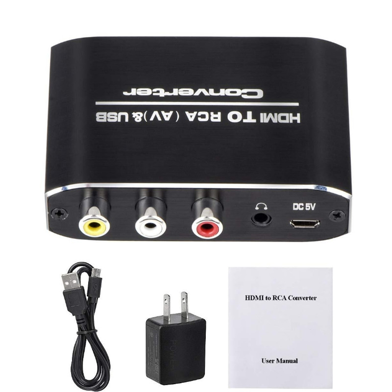 1080P HDMI to AV 3RCA CVBs Composite Video 3.5mm Aux Audio RCA Converter Adapter Support PAL/NTSC for TV PC Laptop Xbox HDTV DVD