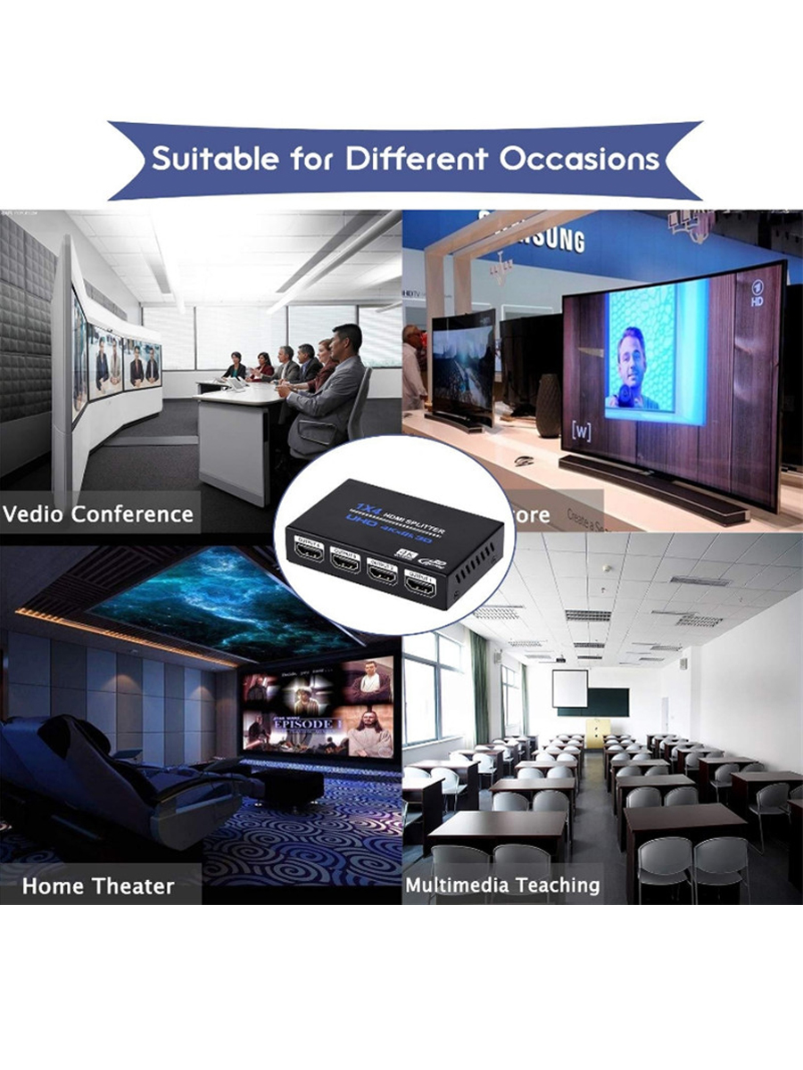 Compatible With HDCP Protocol 1 in 4 out Switch / Distributor HDMI Video Distributor With Automatic Recognition Function